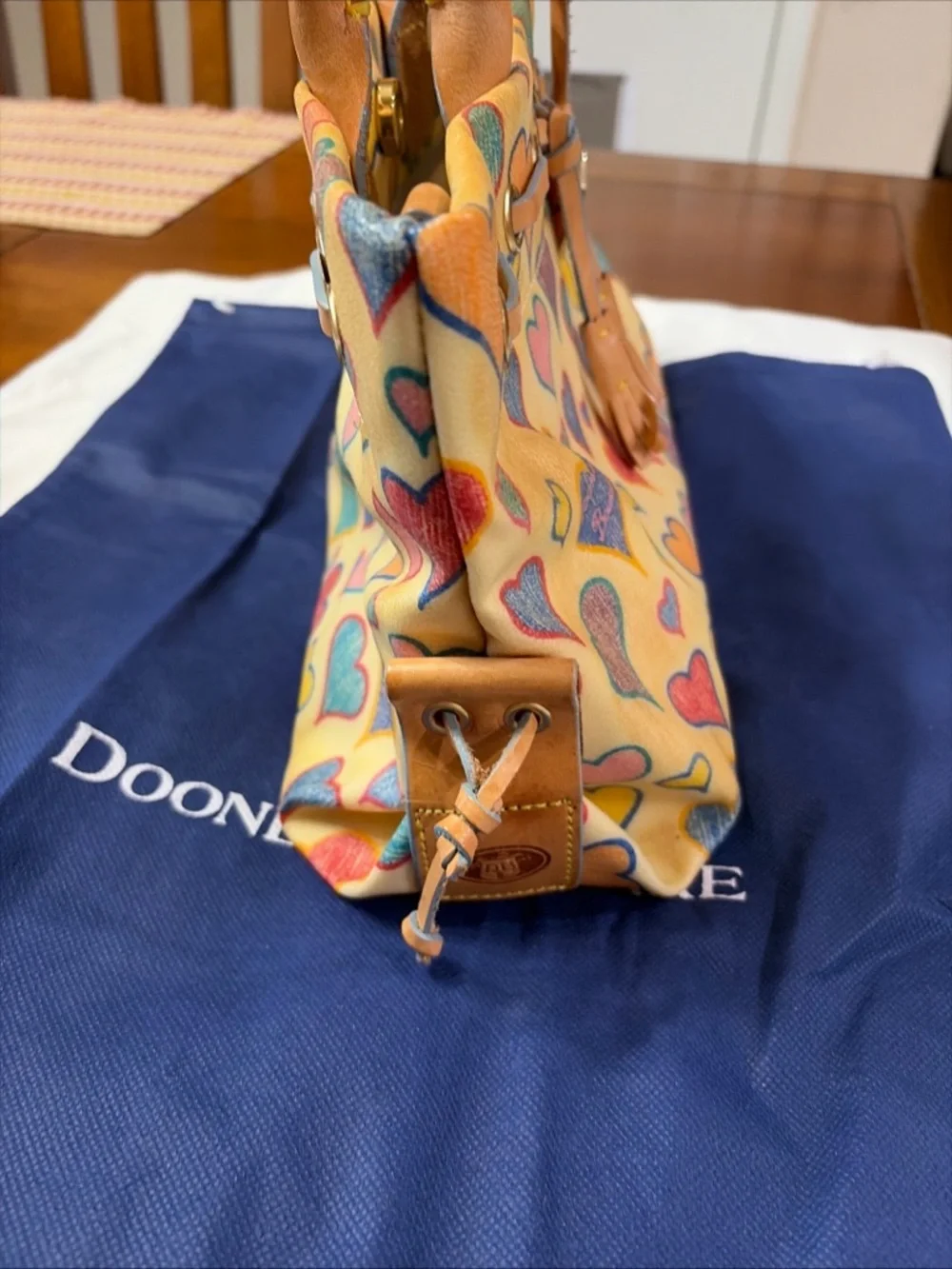 Dooney & Bourke Yellow Multicolor Heart Tote